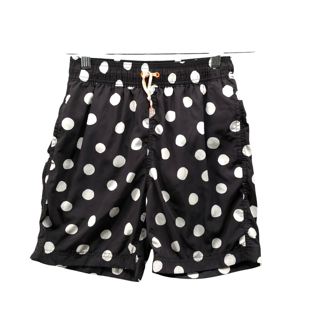 Crewcuts Boys Size 12 Swim Trunks Polka‎ Dot Black White Mesh Lined Vacation